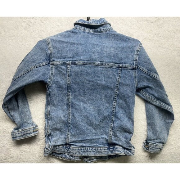 Art Class Denim Jacket Kids Girls 7/8 Blue Distressed Button Up w/Pockets - Picture 2 of 7